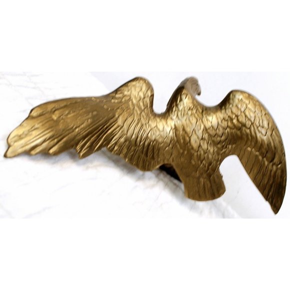 Vintage Flying Brass Eagle Bird On Branch Spread Wings 11.2" Sculpture Statue - Picture 7 of 7
